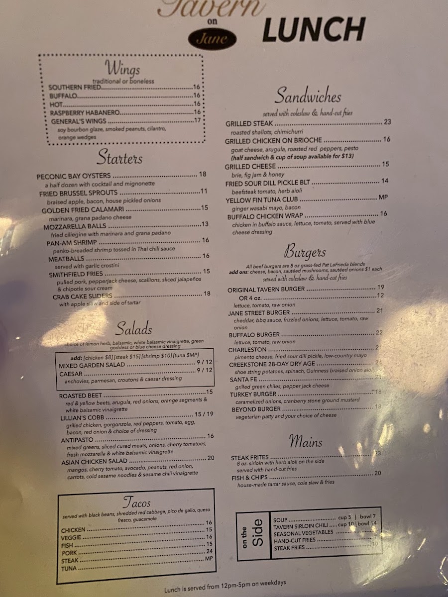 Tavern On Jane Menu - Image 4